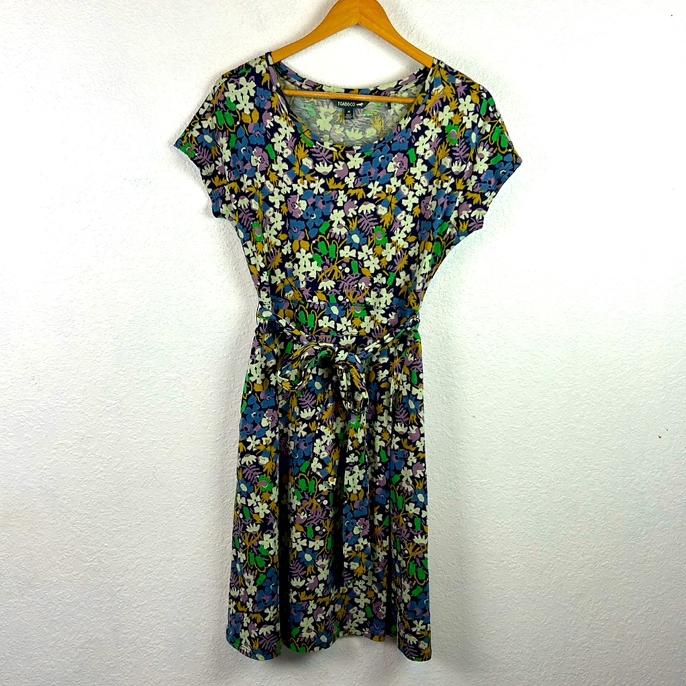 Toad&Co Floral Tie-Waist Midi Dress – Women’s M, Spring / Summer Floral Midi